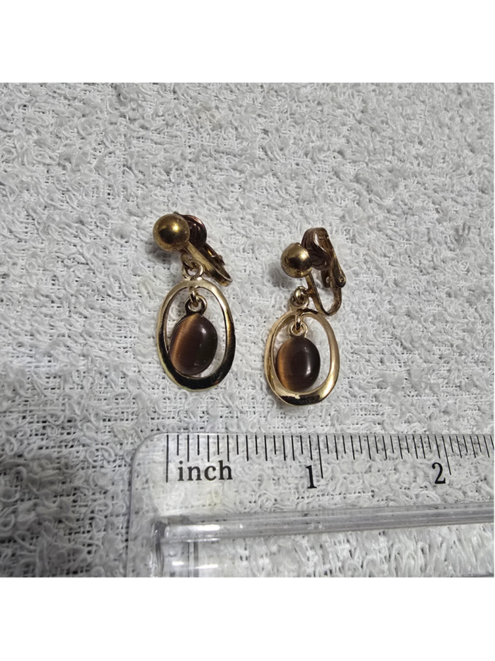 Women's Unbranded Gold Tone Brown Stone Clip-On Earrings One Size